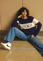 Chicago Vintage Block Stripe Sweater - Navy