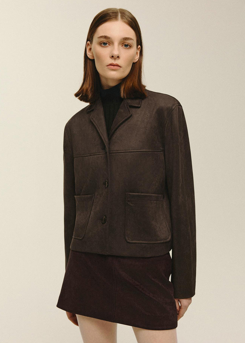 Mina Vegan Suede Mini Skirt - Deep Mahogany