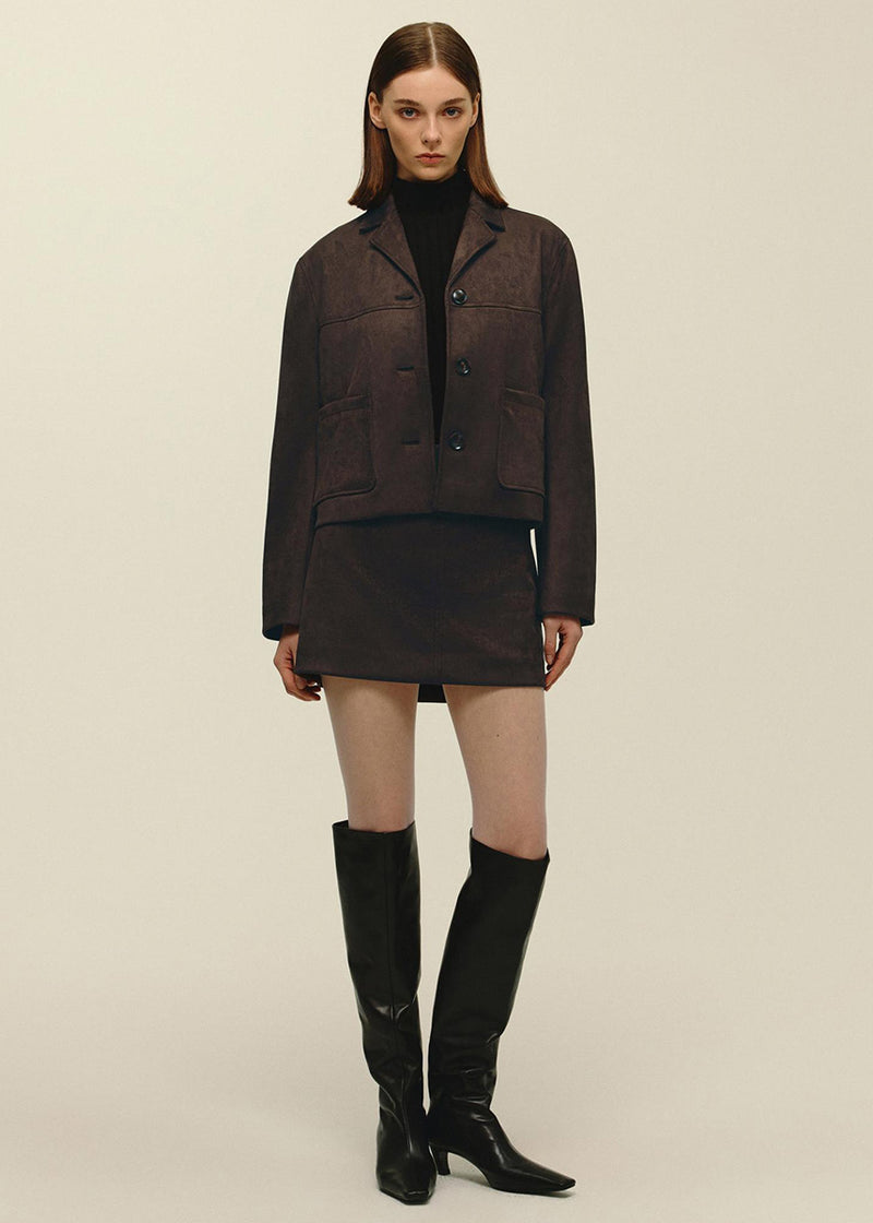 Mina Vegan Suede Mini Skirt - Deep Mahogany