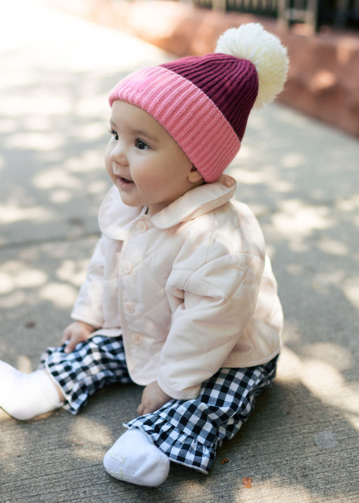 MAD HTR Two-Tone Beanie - Infant - Burgundy & Sachet Pink