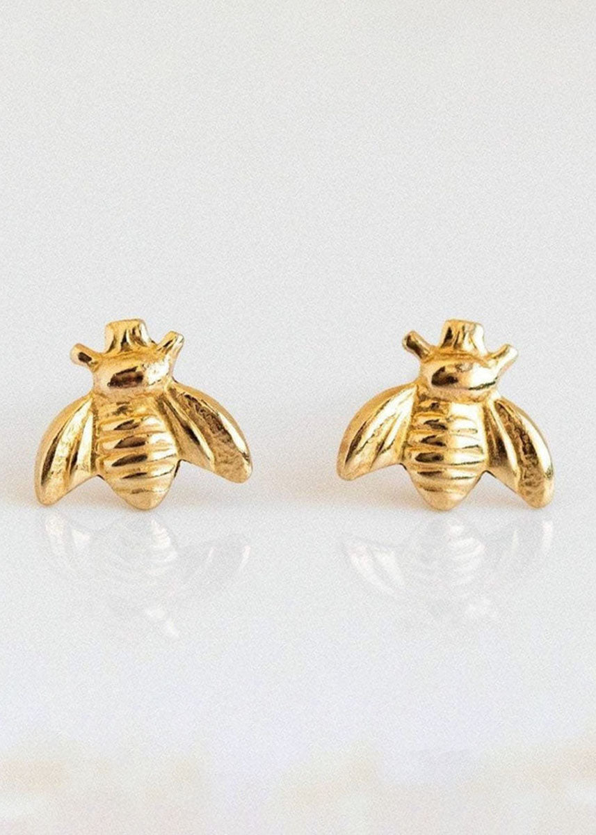 Bee Stud Earrings - Gold