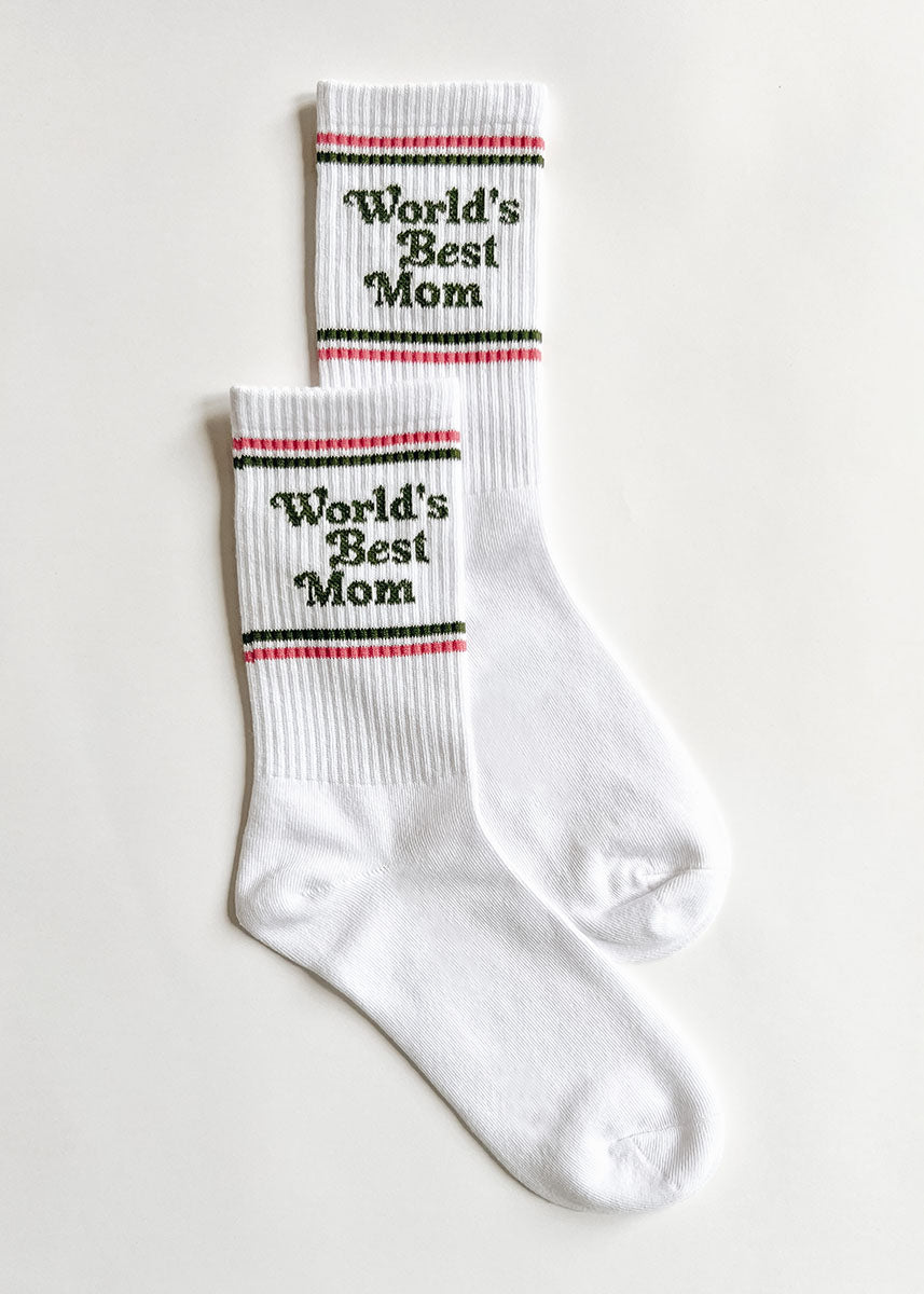 World's Best Mom Long Crew Socks