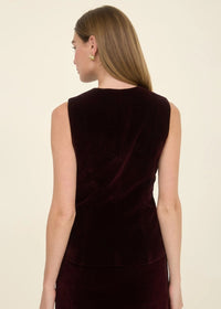 Brixton Button Velvet Vest - Plum