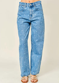 Miller Polka Dot Straight Pants - Denim