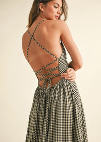 Ina Gingham Maxi Dress - Black & White