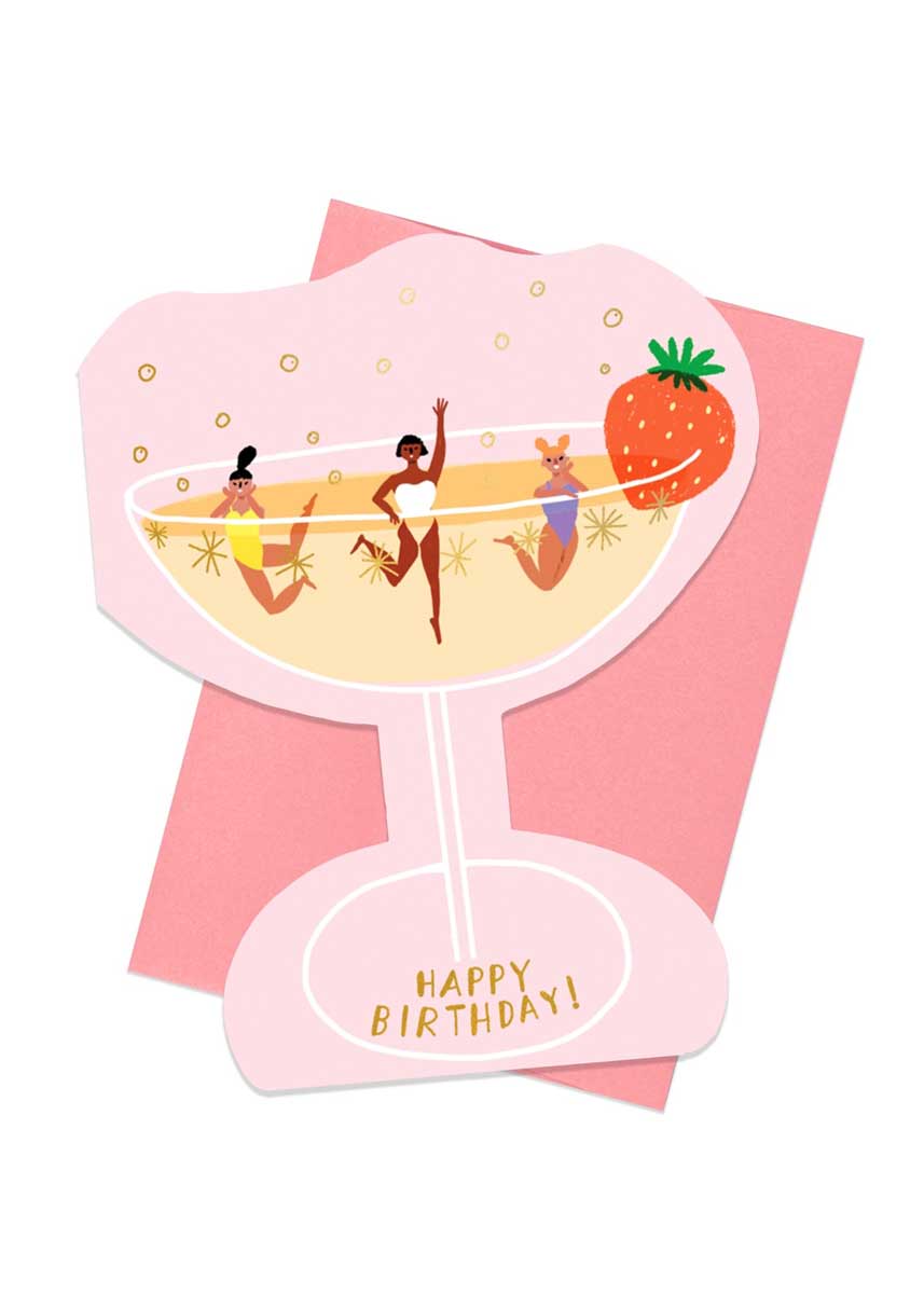 Champagne Shaped Birthday Card