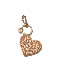 Paisley Heart Bag Charm Keychain - Brown