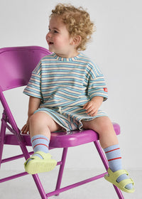 Waffle Striped Oversized Set - Blue Multi