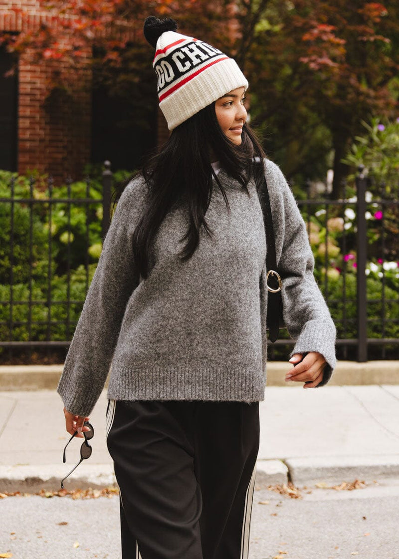 Adult Mad Hatter Chicago Varsity Beanie - Black & Red