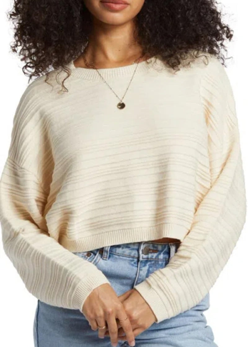 Chasing Light Cropped Sweater - White Cap