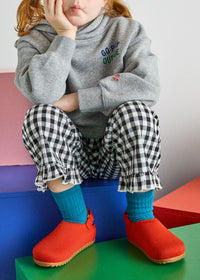 Gingham Ruffle Hem Pant - Black & White