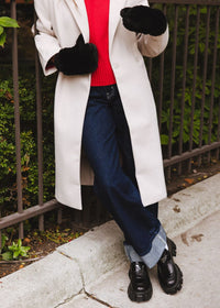 Mad Hatter Faux-Fur Mittens - Black