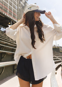Meet Me In The Bleachers Dad Hat - Ivory & Navy