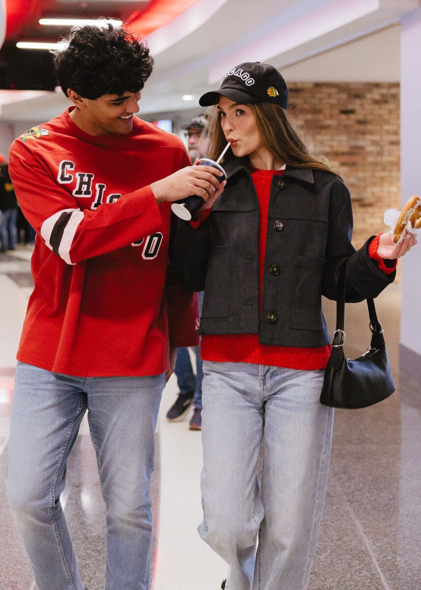 Chicago Blackhawks Block Letter Baseball Cap - Black