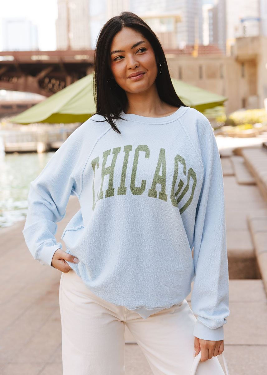Chicago Reverse Classic Crew Sweatshirt - Light Blue & Green