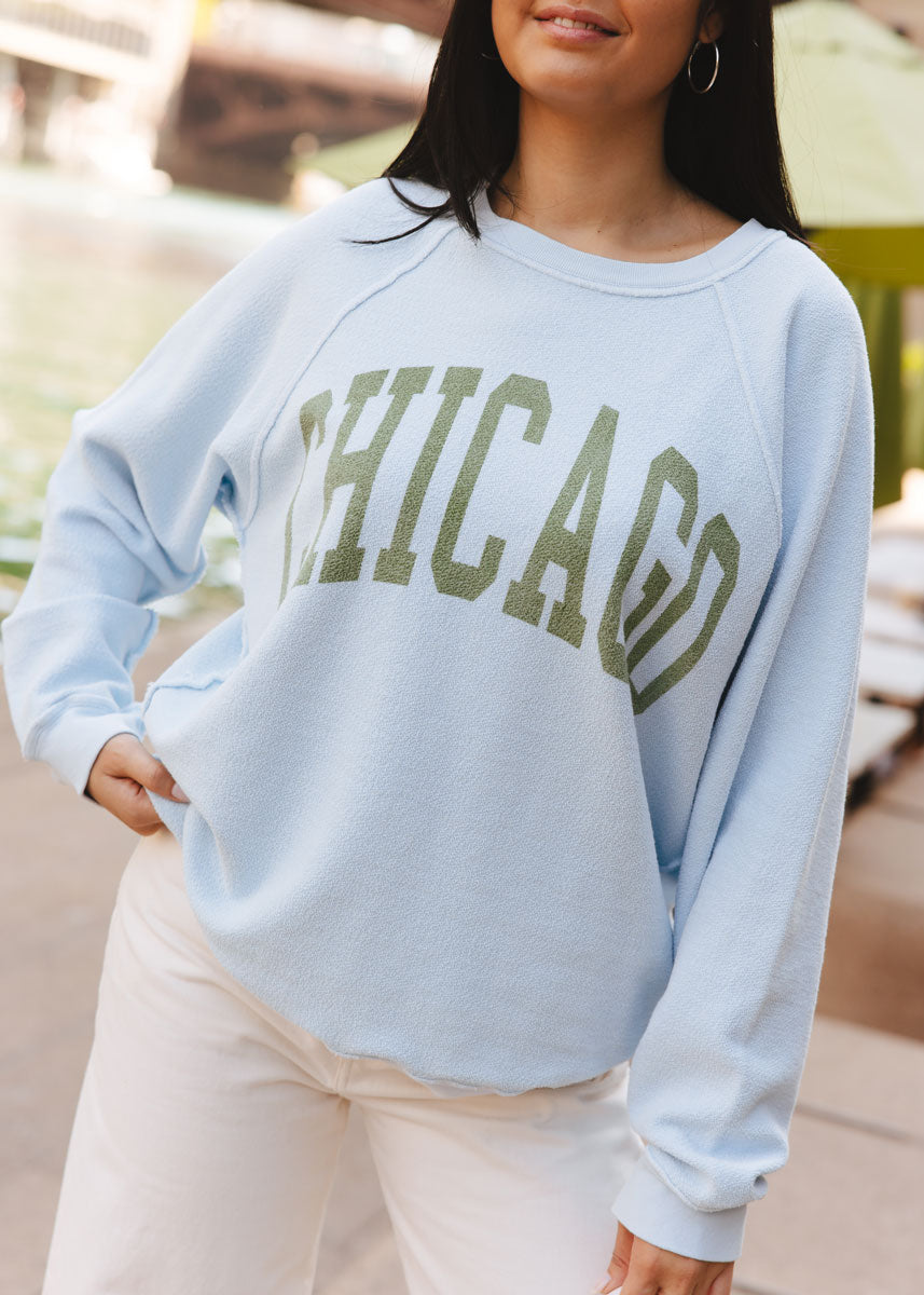 Chicago Reverse Classic Crew Sweatshirt - Light Blue & Green