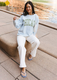 Chicago Reverse Classic Crew Sweatshirt - Light Blue & Green