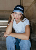 Chicago Script Baseball Cap - Navy & Light Blue