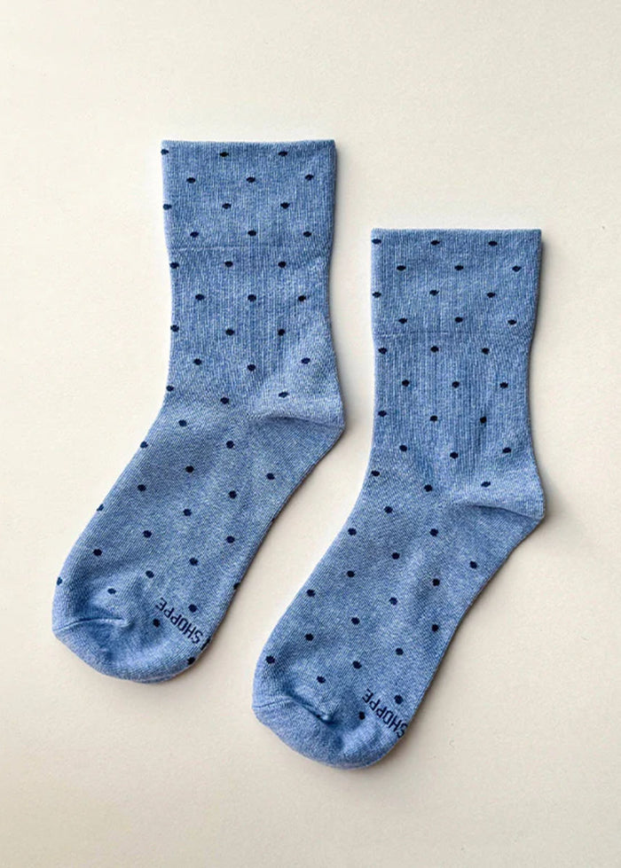 Polka Dot Sneaker Socks - Blue & Navy