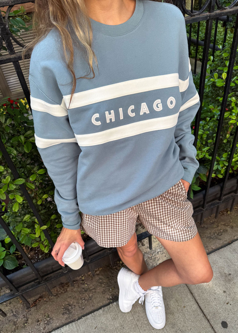 Chicago Oversized Rugby Sweatshirt - Light Blue