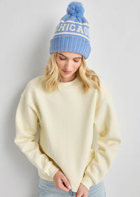 Adult Mad Hatter Chicago Pom Beanie - Blue