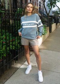 Chicago Oversized Rugby Sweatshirt - Light Blue