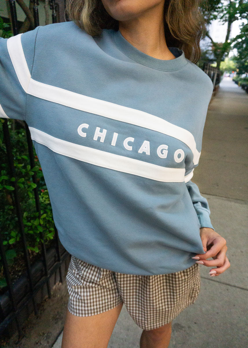 Chicago Oversized Rugby Sweatshirt - Light Blue
