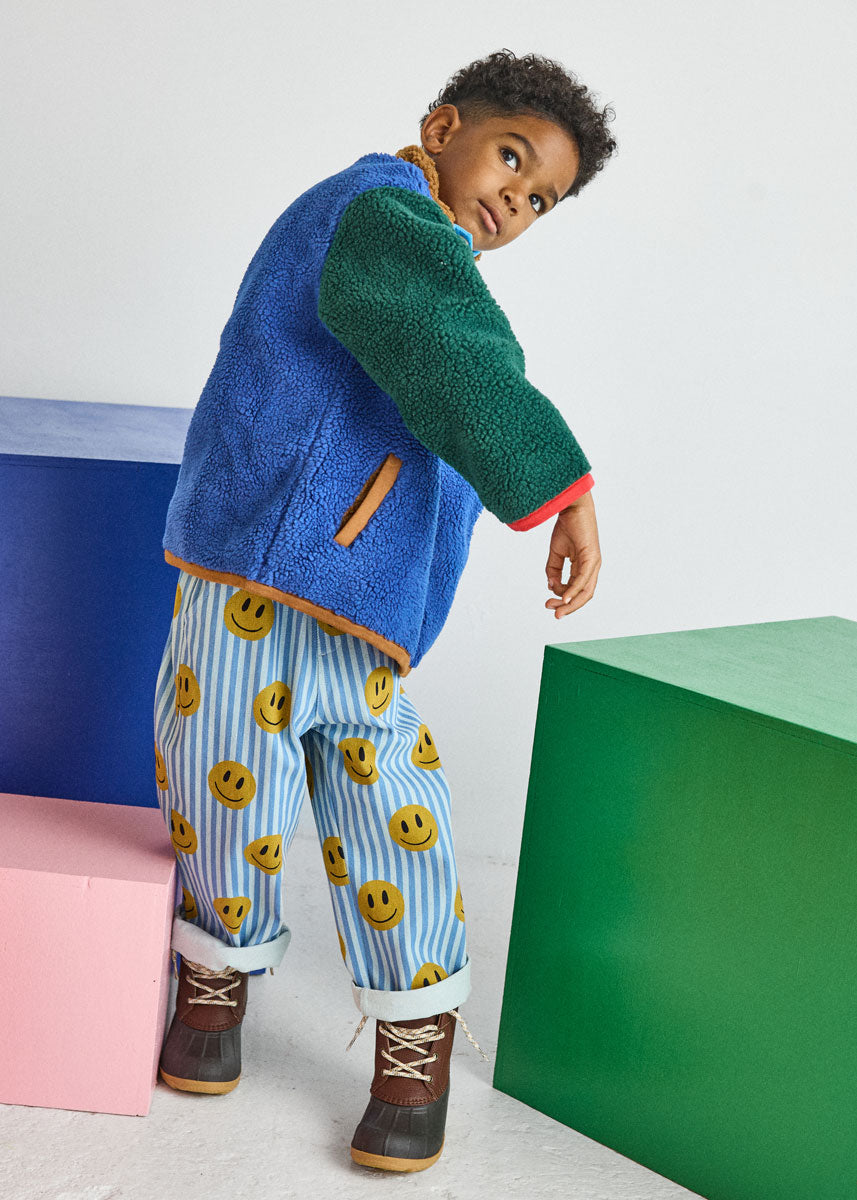 Color Block Fleece Pullover - Blue