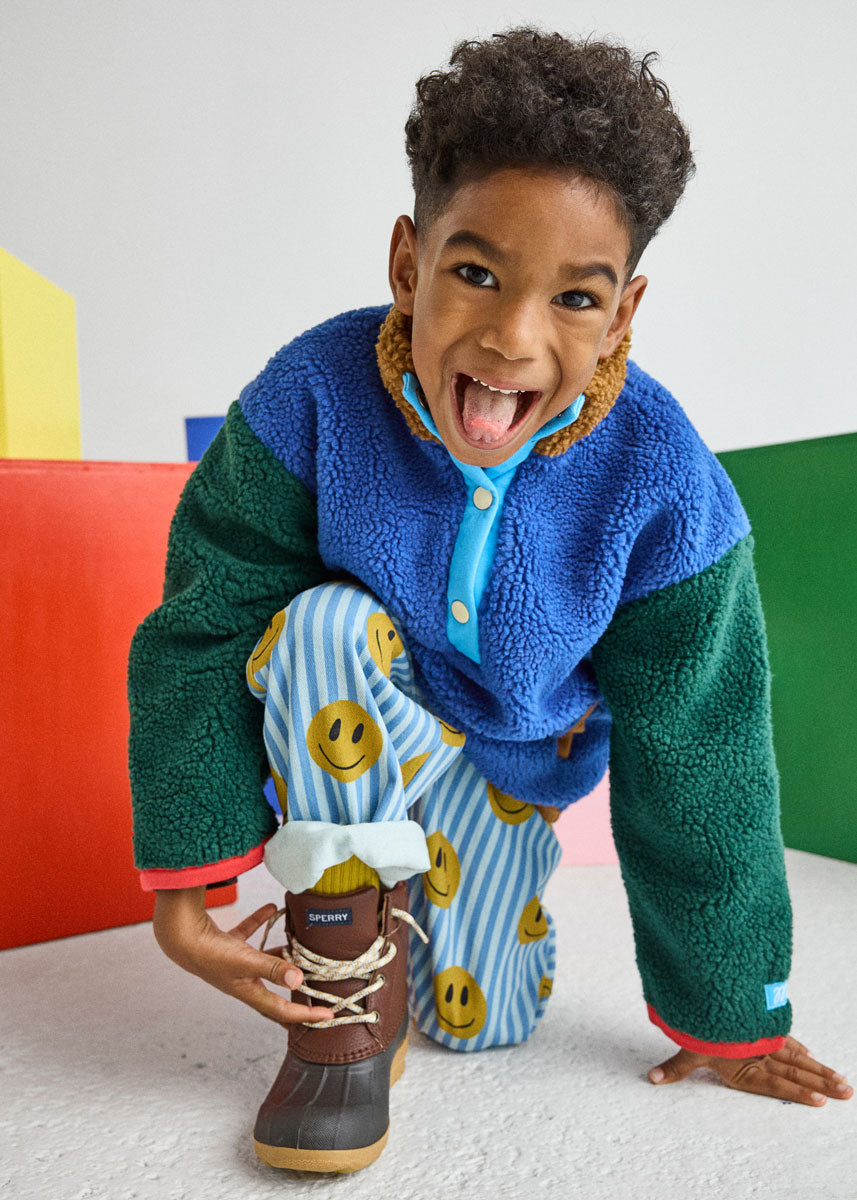 Color Block Fleece Pullover - Blue