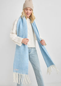Mad Hatter Oversized Contrast Blanket Scarf - Blue & Ivory