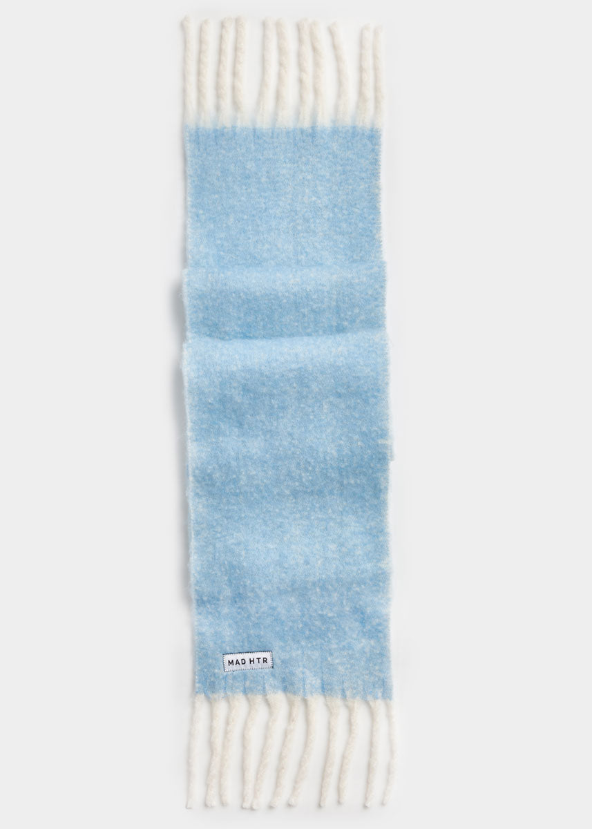 Mad Hatter Oversized Contrast Blanket Scarf - Blue & Ivory
