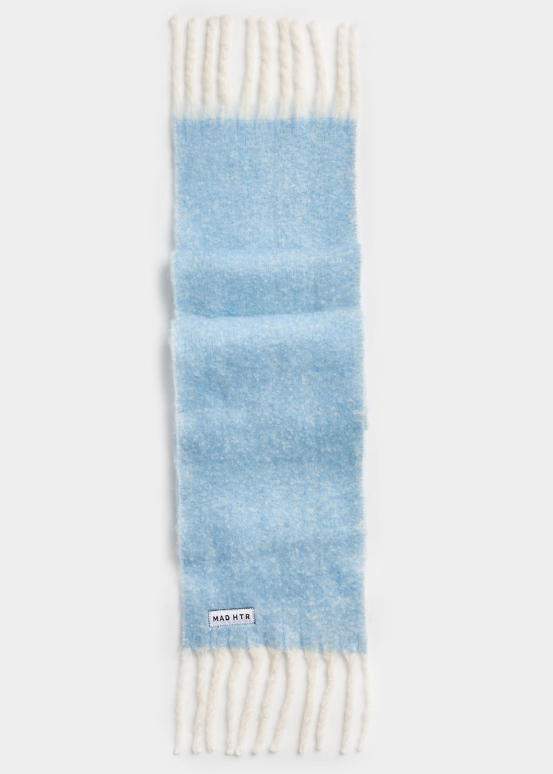 Mad Hatter Oversized Contrast Blanket Scarf - Blue & Ivory