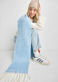 Mad Hatter Oversized Contrast Blanket Scarf - Blue & Ivory