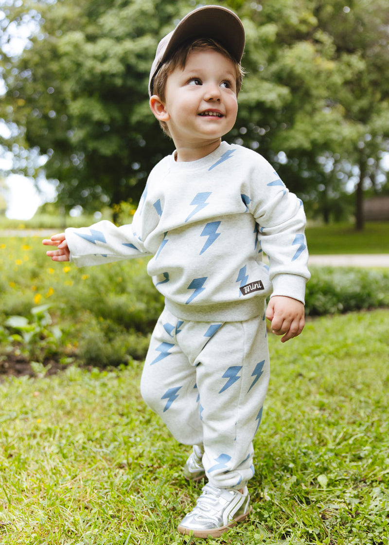 Lightning Bolt Sweatsuit Set - Blue