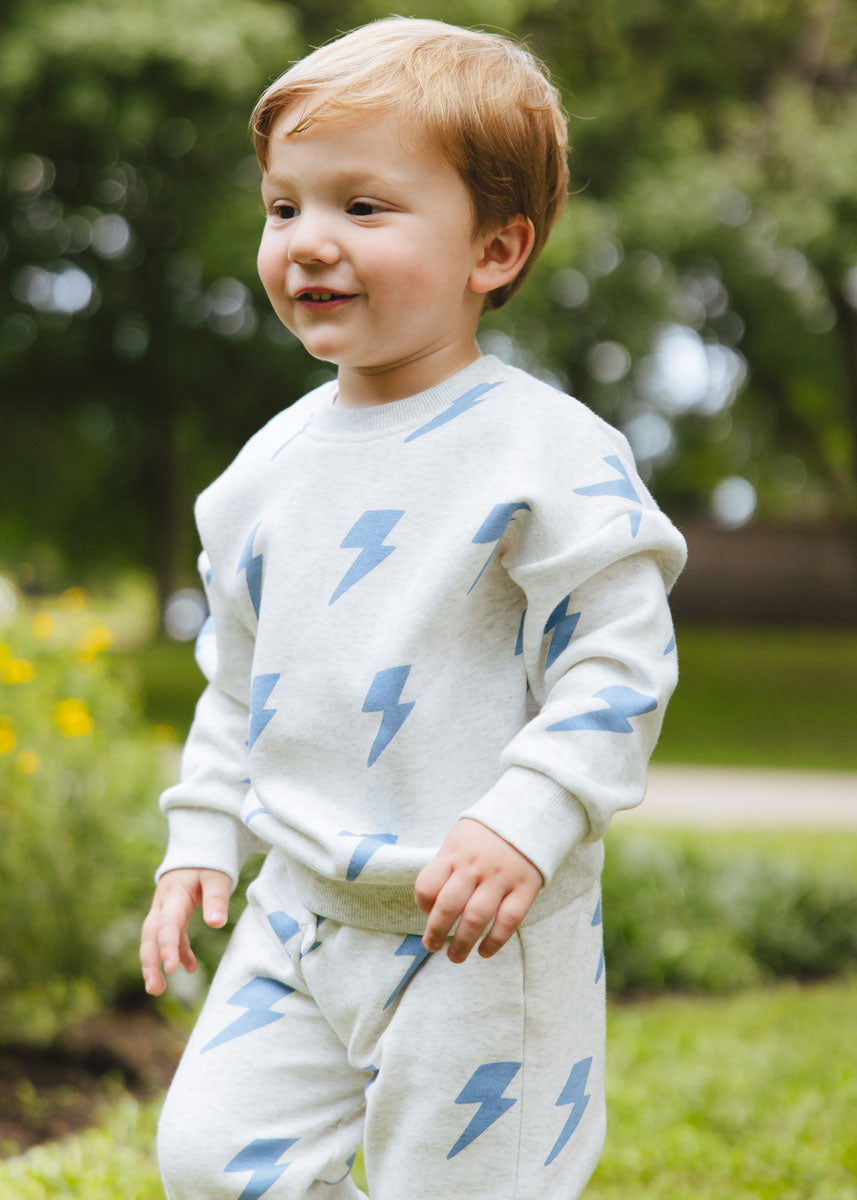Lightning Bolt Sweatsuit Set - Blue