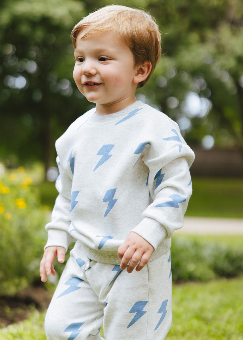 Lightning Bolt Sweatsuit Set - Blue