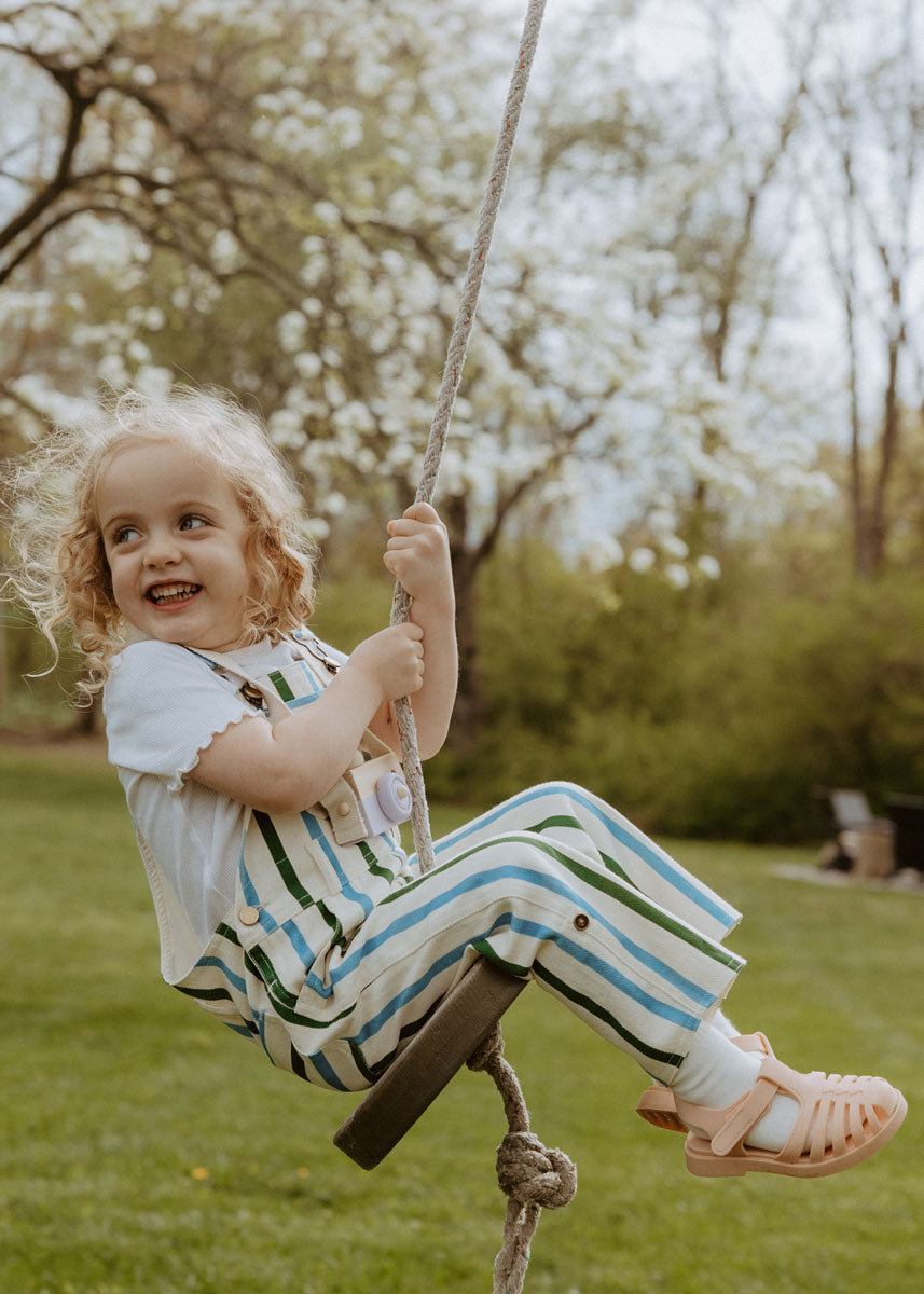 Striped Overalls - Blue & Green