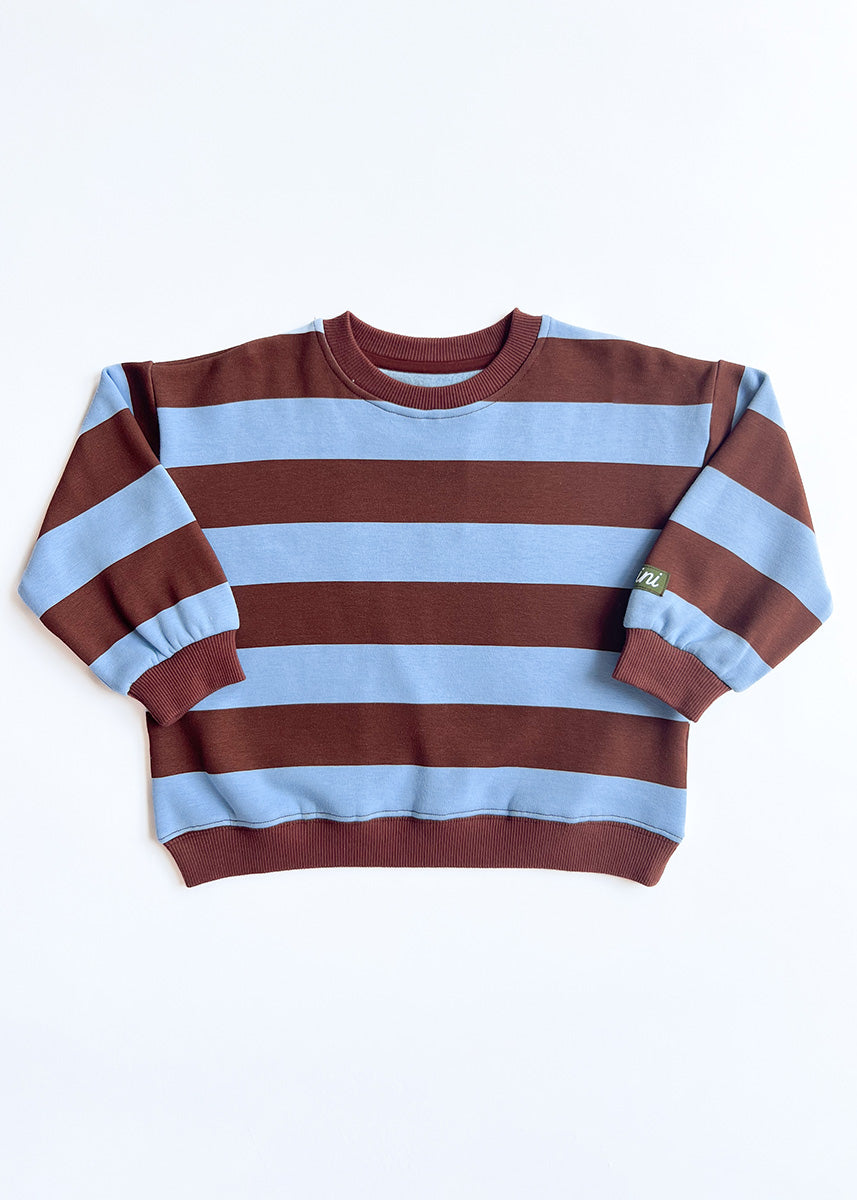 Striped Sweatshirt - Light Blue & Brown