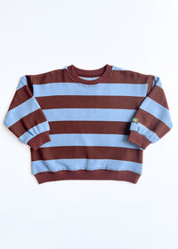 Striped Sweatshirt - Light Blue & Brown