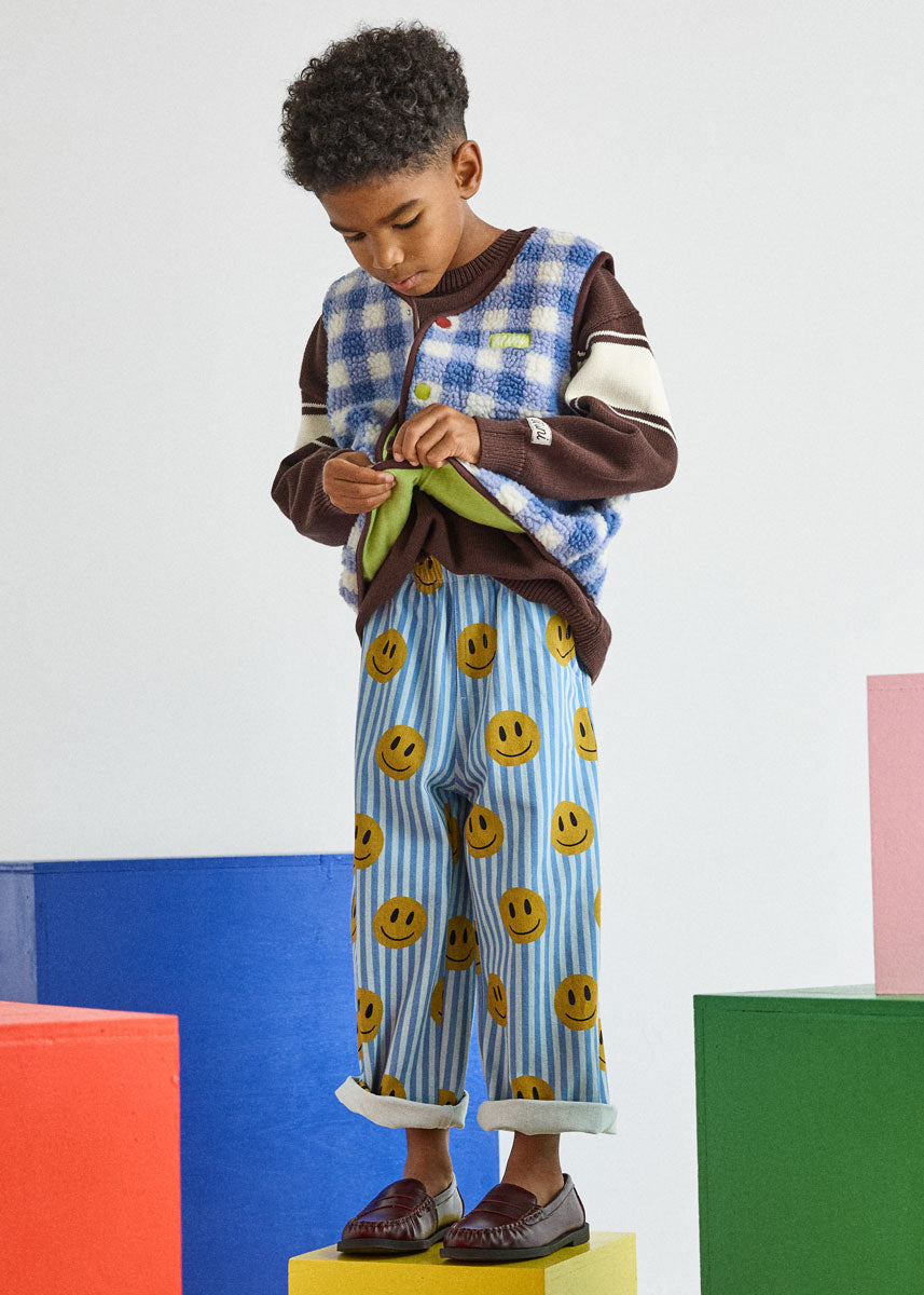 Fleece Vest - Blue Check