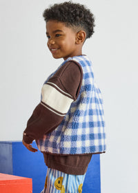 Fleece Vest - Blue Check