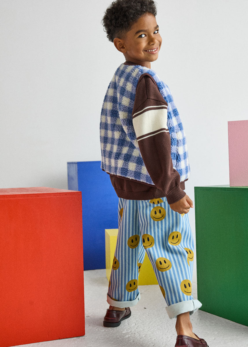 Fleece Vest - Blue Check