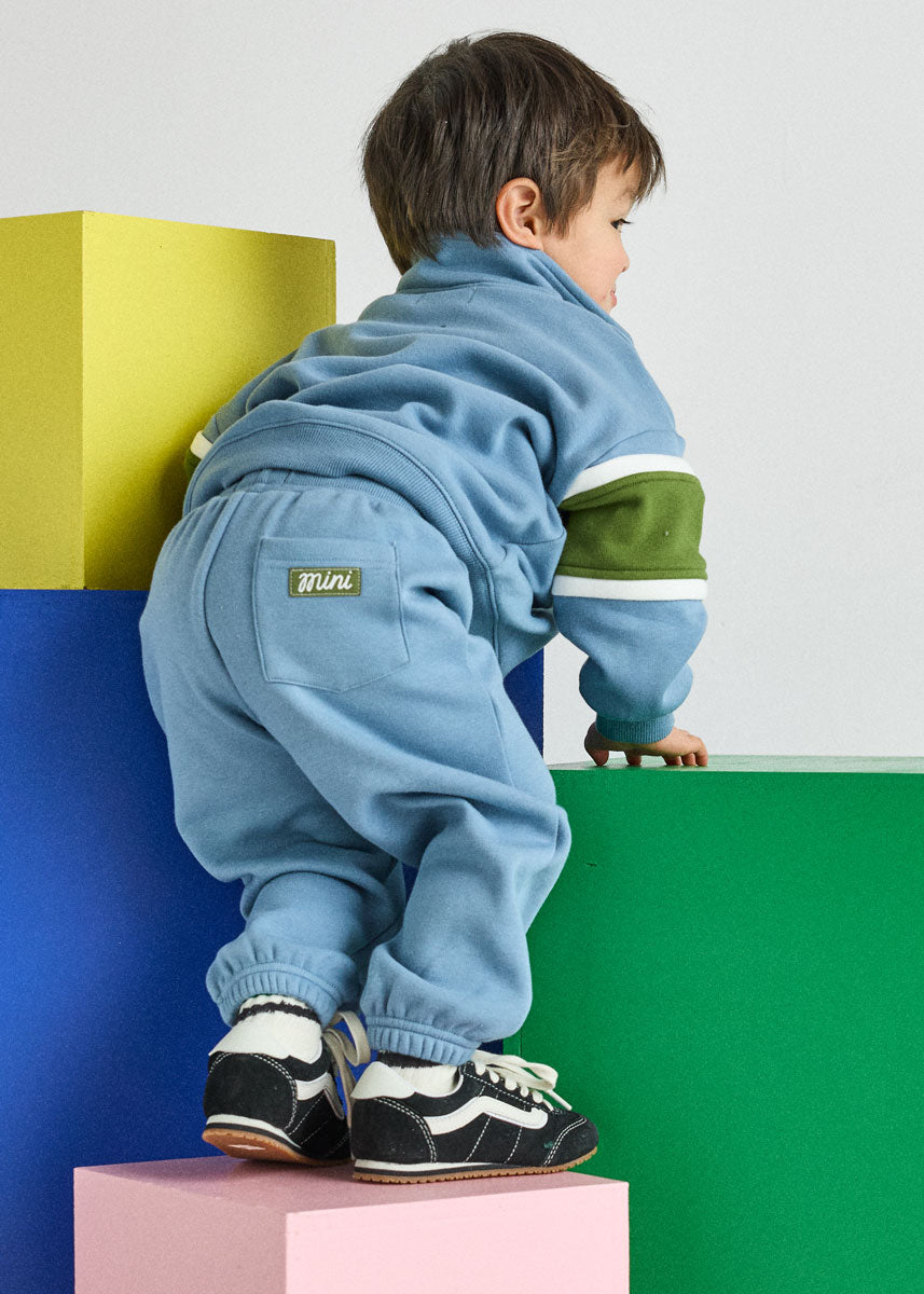 Chicago Quarter Zip Sweat Set - Blue & Green