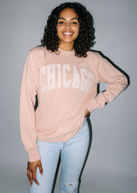 Chicago Collegiate Puff Sweatshirt - Dusty Pink