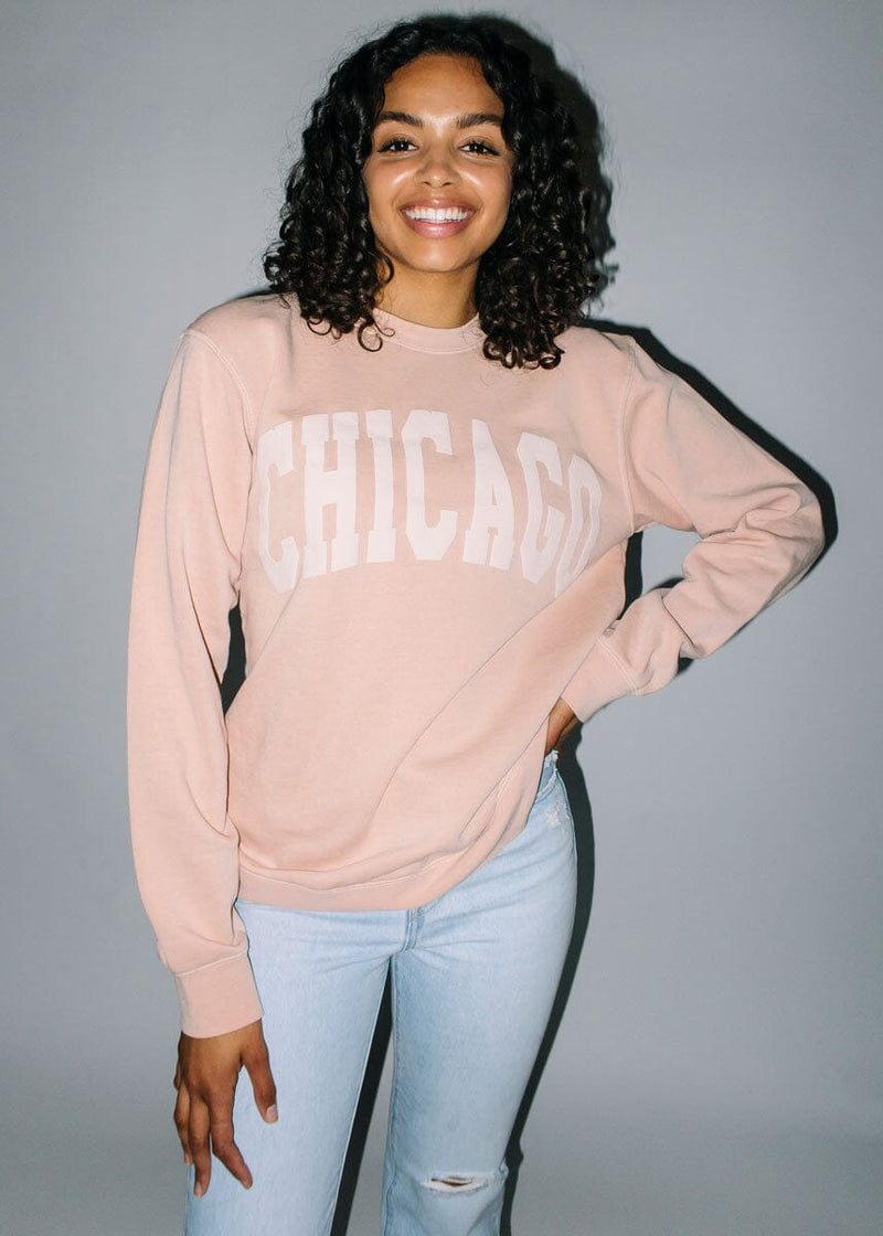 Chicago Collegiate Puff Sweatshirt - Dusty Pink
