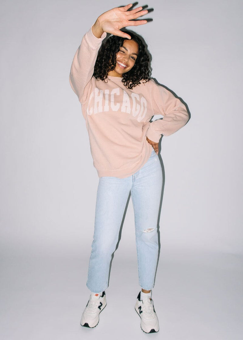Chicago Collegiate Puff Sweatshirt - Dusty Pink
