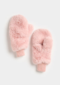 MAD HTR Faux Fur Mittens - Blush