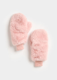 MAD HTR Faux Fur Mittens - Blush