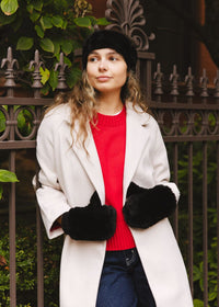 Mad Hatter Faux-Fur Mittens - Black