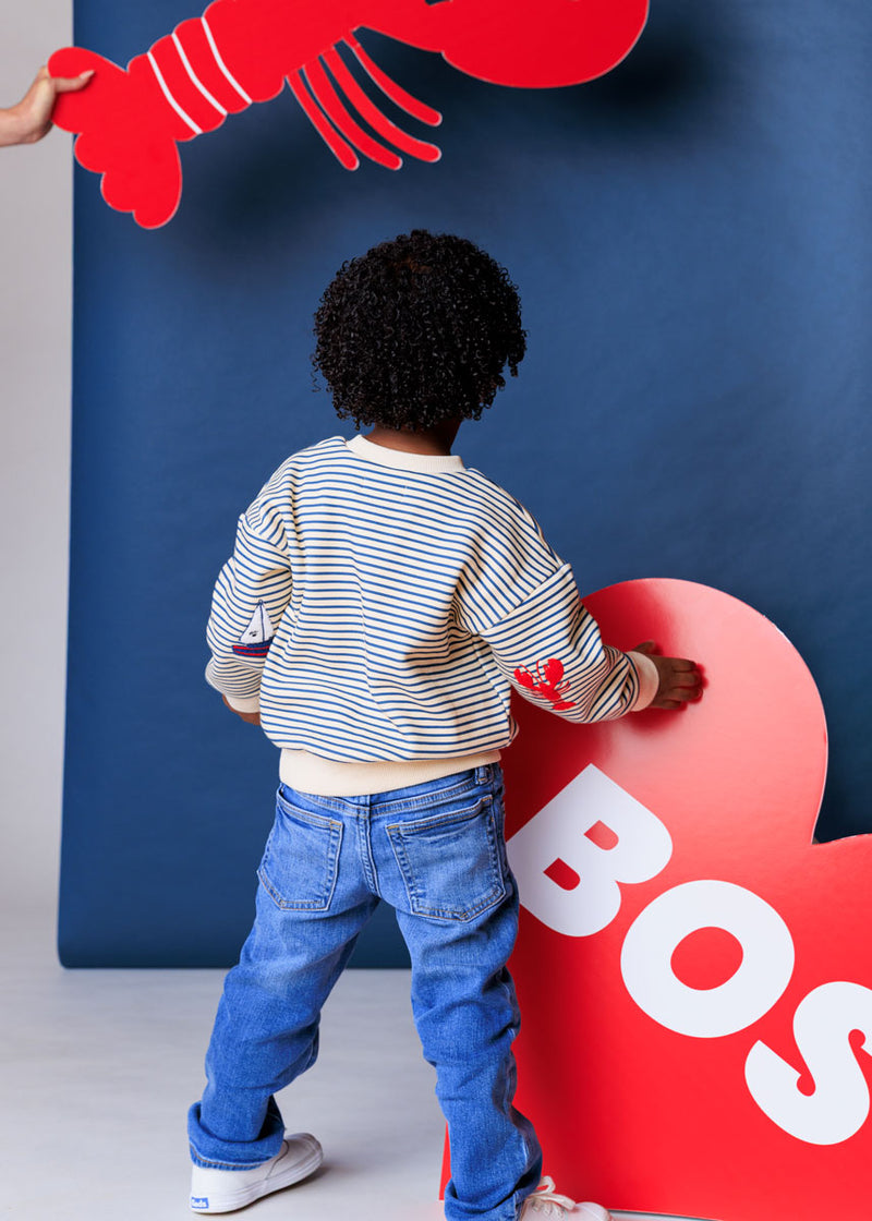 Boston Striped Patch Sweatshirt